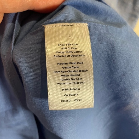 Talbots LINEN SCALLOP DETAIL SHIFT DRESS size 14P - Picture 8 of 9